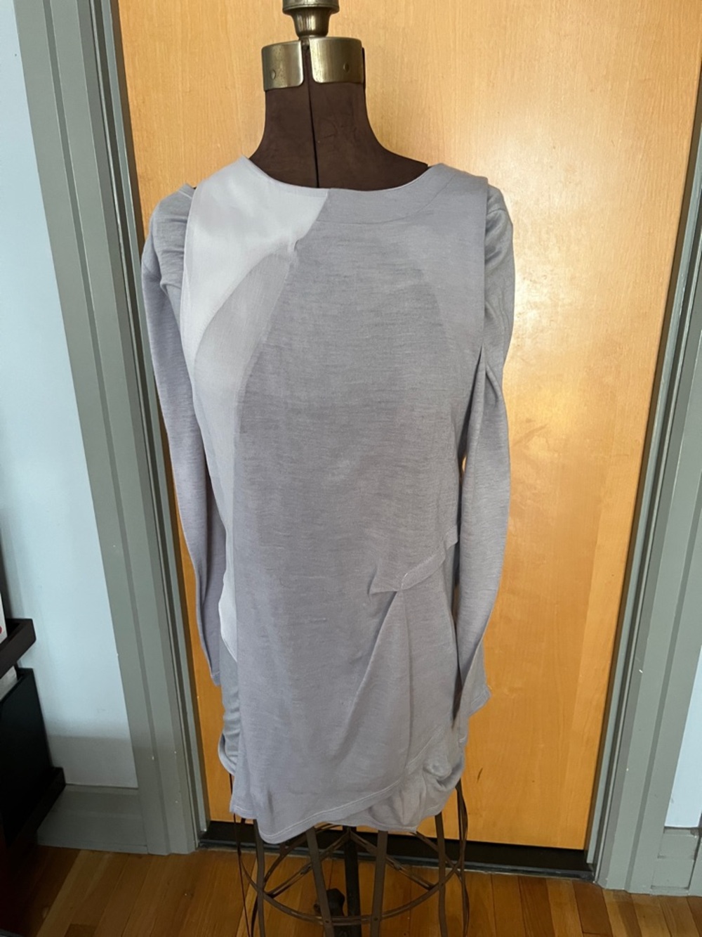 Pinkyotto Light Gray and White Mini Dress